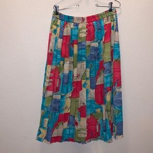 Alfred Dunner petite vintage colorful pleated maxi skirt